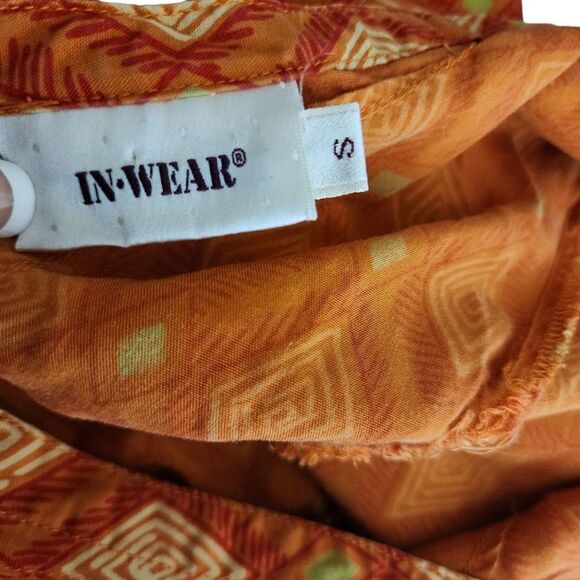 Vintage 70s Drop Waist Maxi Dress Womens Size S Orange Cotton Flowy Diamond - Picture 3 of 7